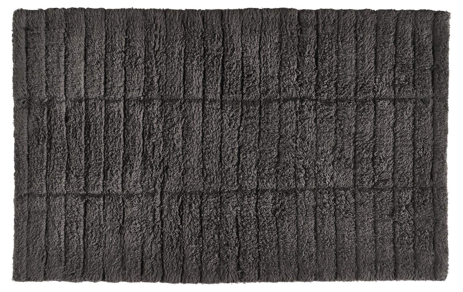 Zone Denmark Luxury Tiles Bath Mat - Stylish &amp; Functional Non Slip Shower Mat for Bathroom - 100% Cotton Craftsmanship Easy Clean Washable Elegance for Ultimate Comfort (Charcoal Grey)