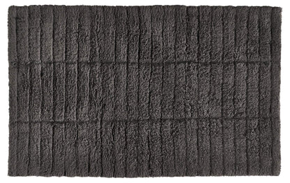 Zone Denmark Luxury Tiles Bath Mat - Stylish &amp; Functional Non Slip Shower Mat for Bathroom - 100% Cotton Craftsmanship Easy Clean Washable Elegance for Ultimate Comfort (Charcoal Grey)