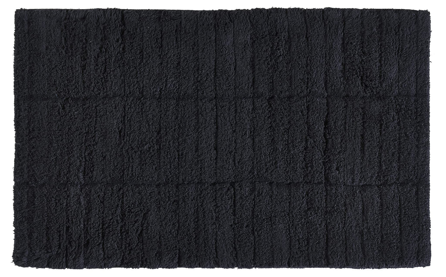 Zone Denmark Luxury Tiles Bath Mat - Stylish &amp; Functional Non Slip Shower Mat for Bathroom - 100% Cotton Craftsmanship Easy Clean Washable Elegance for Ultimate Comfort (Black)