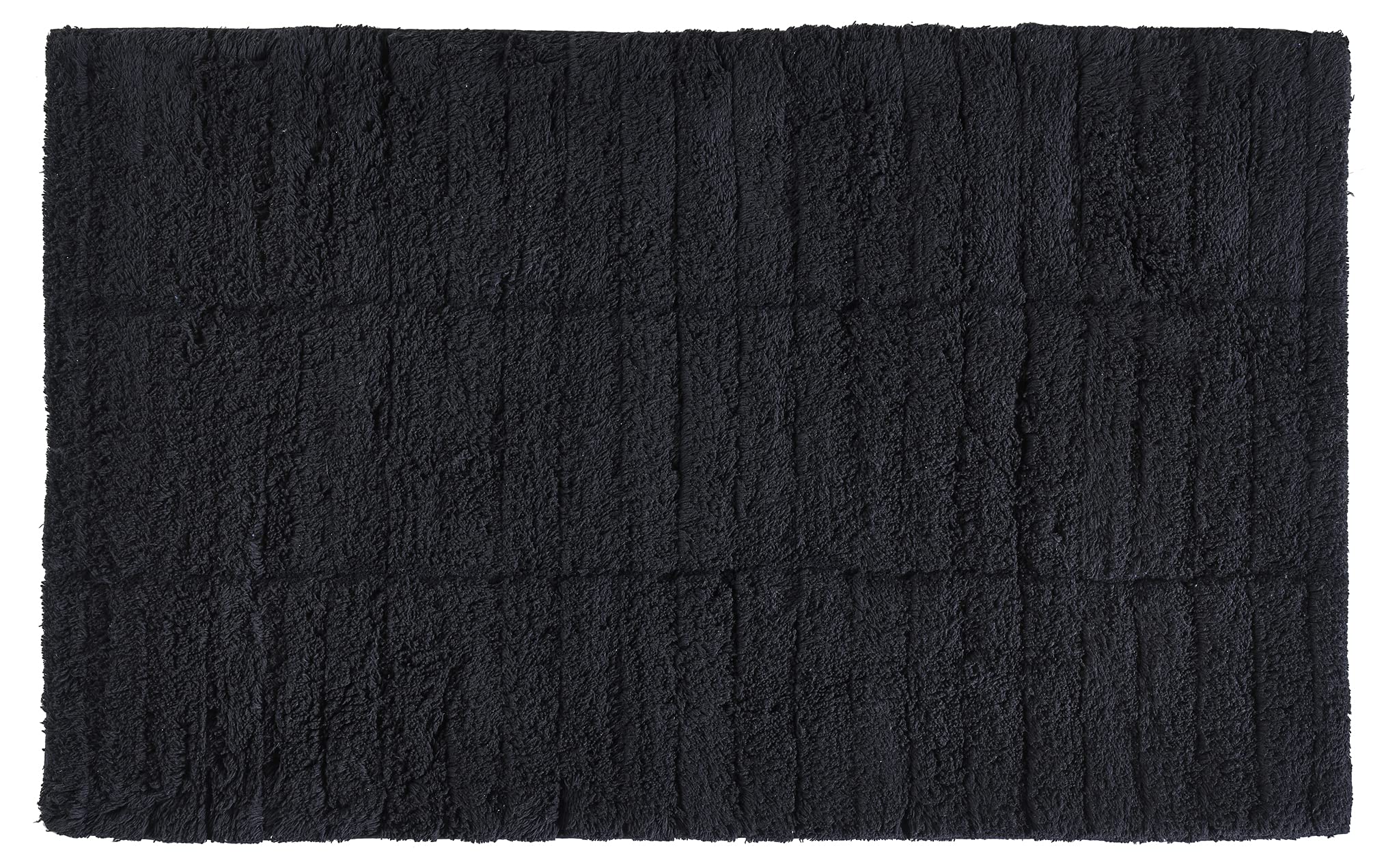 Zone Denmark Luxury Tiles Bath Mat - Stylish &amp; Functional Non Slip Shower Mat for Bathroom - 100% Cotton Craftsmanship Easy Clean Washable Elegance for Ultimate Comfort (Black)