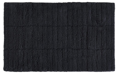 Zone Denmark Luxury Tiles Bath Mat - Stylish &amp; Functional Non Slip Shower Mat for Bathroom - 100% Cotton Craftsmanship Easy Clean Washable Elegance for Ultimate Comfort (Black)