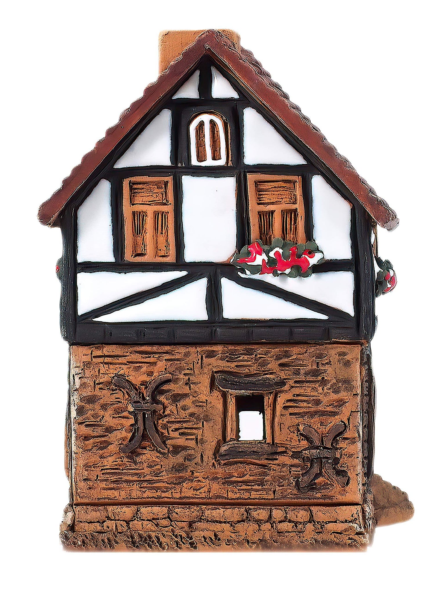 Midene Ceramic Houses Collection - Handmade Collectible Miniature of Historic House in Lauterbach Germany - Cone Incense Holder Room Decor - Ceramic Incense Burner S19-6