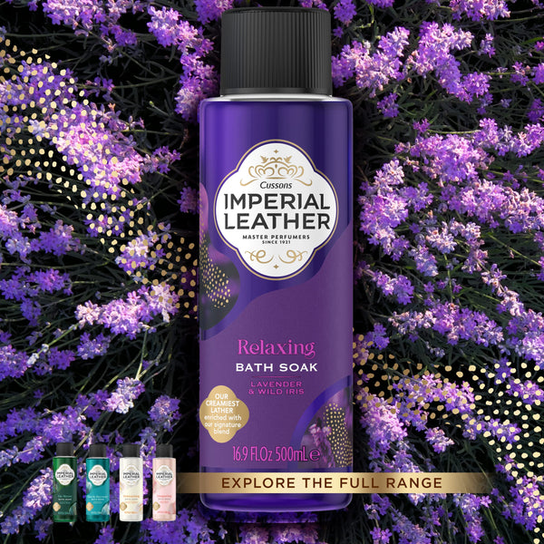 Imperial Leather Relaxing Bath Soak, Lavender & Wild Iris, Rich & Creamy Bubble Bath, Gentle Skin Care, Bulk Buy, Pack of 4 x 500ml