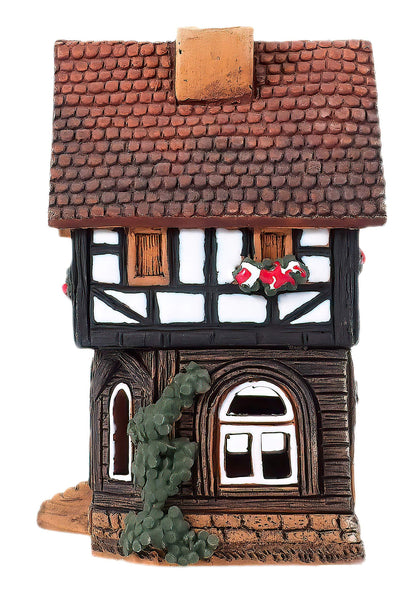 Midene Ceramic Houses Collection - Handmade Collectible Miniature of Historic House in Lauterbach Germany - Cone Incense Holder Room Decor - Ceramic Incense Burner S19-6