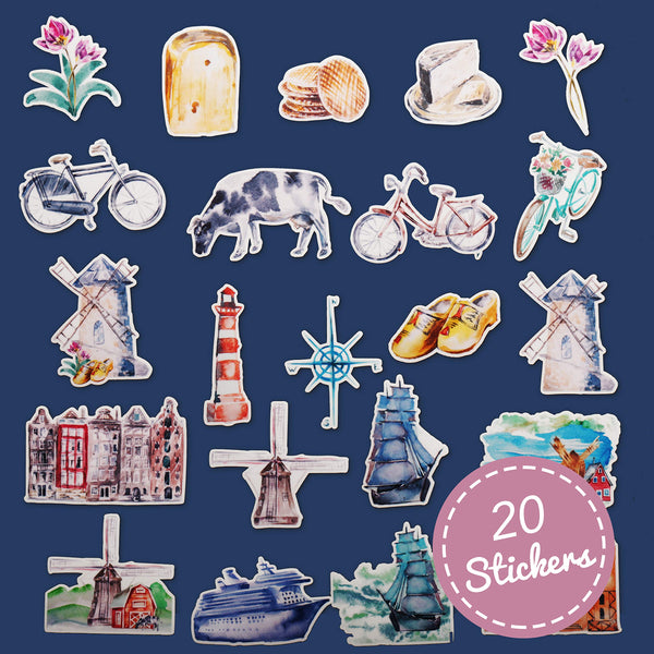 Netherlands Travel Stickers (22 Pack).