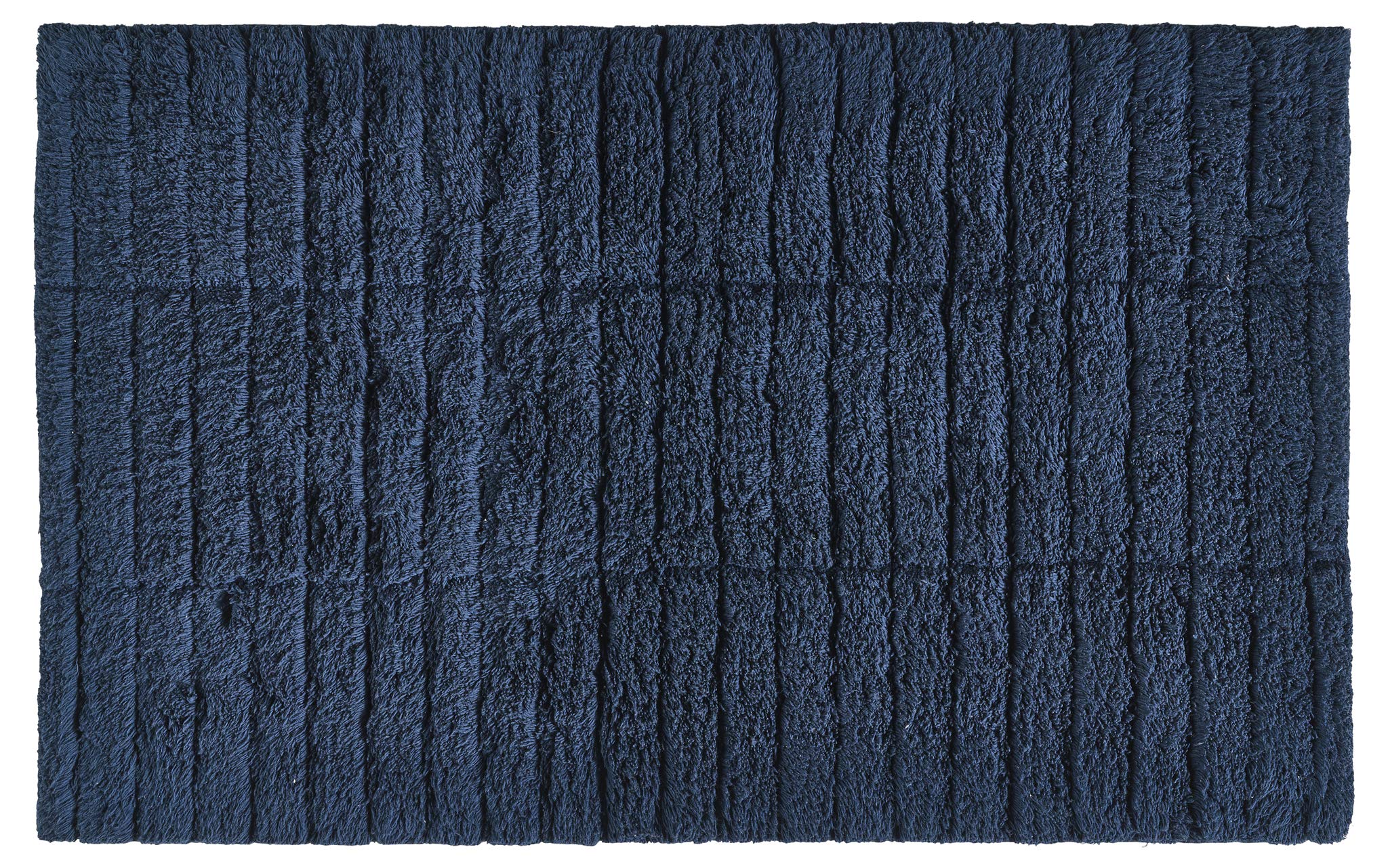 Zone Denmark Luxury Tiles Bath Mat - Stylish &amp; Functional Non Slip Shower Mat for Bathroom - 100% Cotton Craftsmanship Easy Clean Washable Elegance for Ultimate Comfort (Dark Blue)