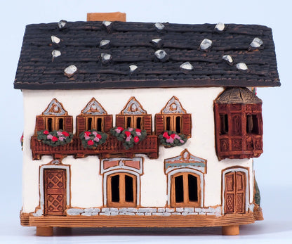 Midene Ceramic Art Tealight Candle Holder Room Decoration Handcrafted Collectible Miniature Light House House in Garmischpartenkirchen, Bavaria, Germany B265AR*