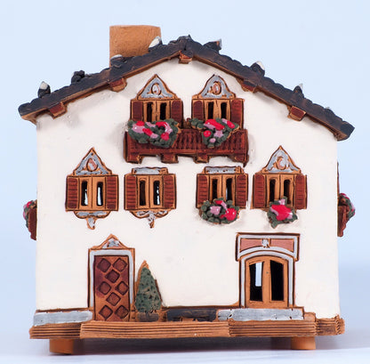 Midene Ceramic Art Tealight Candle Holder Room Decoration Handcrafted Collectible Miniature Light House House in Garmischpartenkirchen, Bavaria, Germany B265AR*