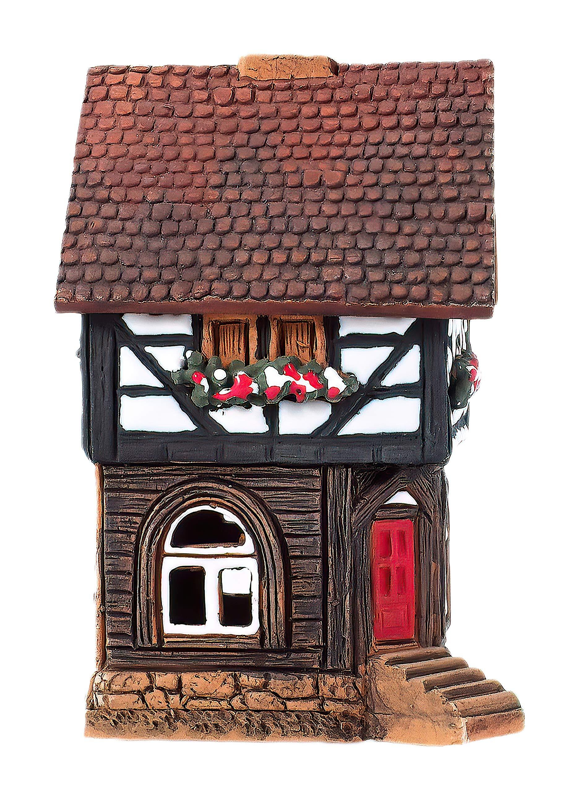 Midene Ceramic Houses Collection - Handmade Collectible Miniature of Historic House in Lauterbach Germany - Cone Incense Holder Room Decor - Ceramic Incense Burner S19-6