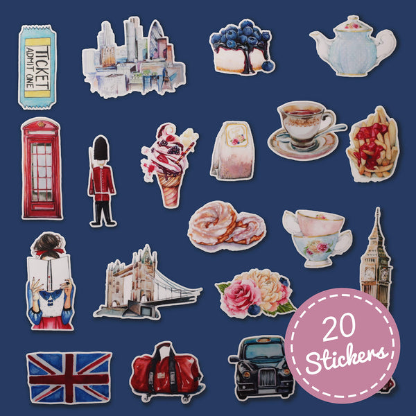 England Travel Stickers (20 Pack).