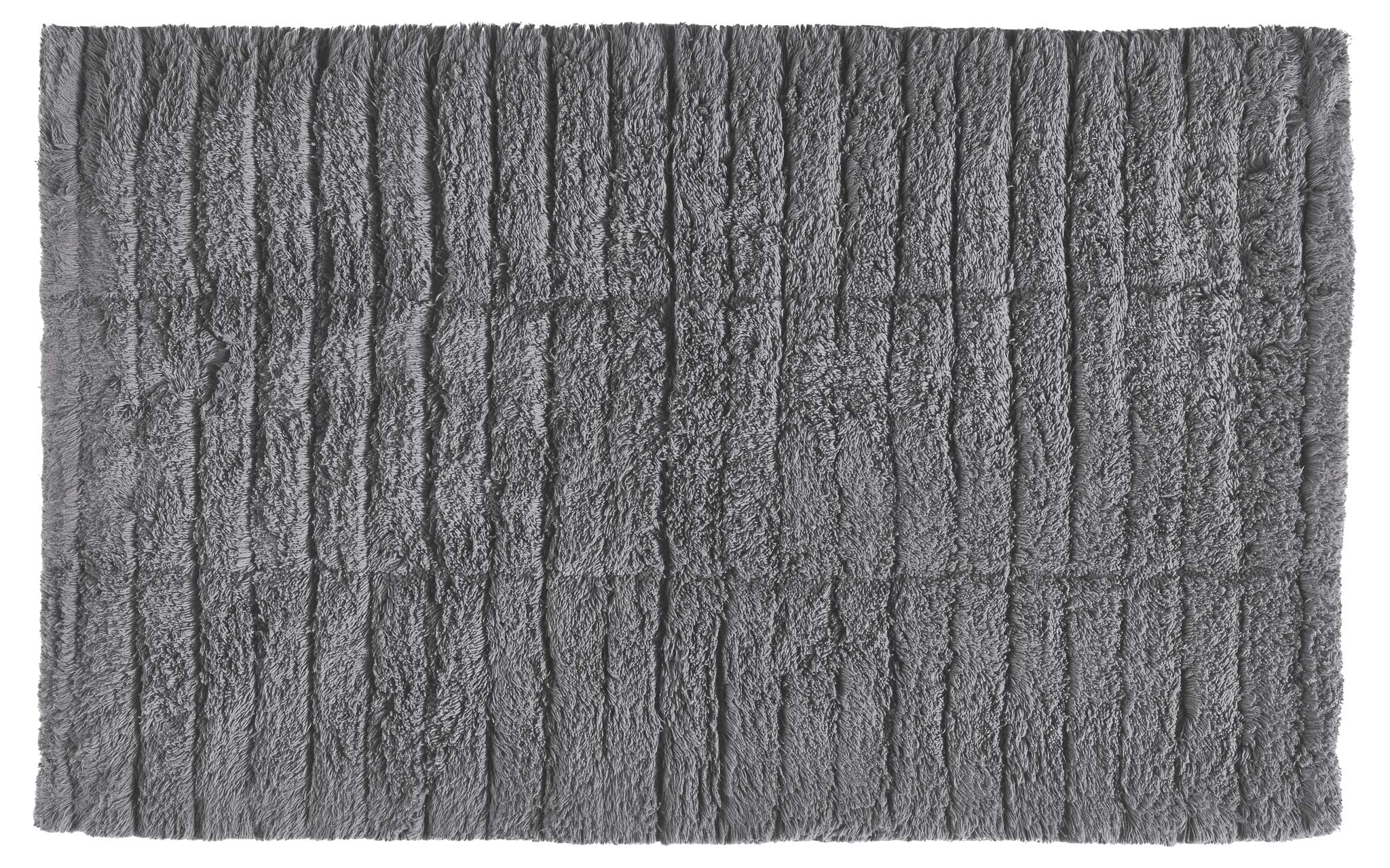 Zone Denmark Luxury Tiles Bath Mat - Stylish &amp; Functional Non Slip Shower Mat for Bathroom - 100% Cotton Craftsmanship Easy Clean Washable Elegance for Ultimate Comfort (Grey)