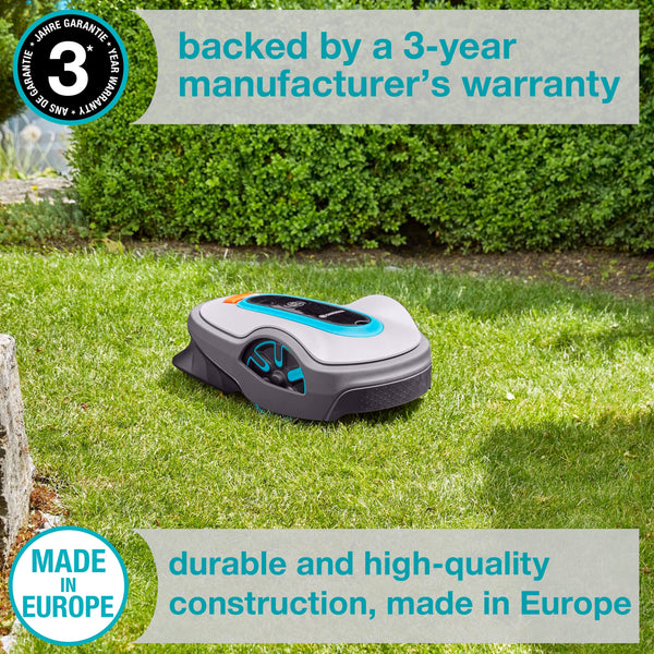 GARDENA 15108-41 SILENO Life - Automatic Robotic Lawn Mower, with Bluetooth app and Boundary Wire, The quietest in its Class, for lawns up to 16,200 Sq Ft, Made in Europe, Grey.
