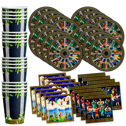 Greek Mythology Birthday Party Supplies Set Plates Napkins Cups Tableware Kit for 16.