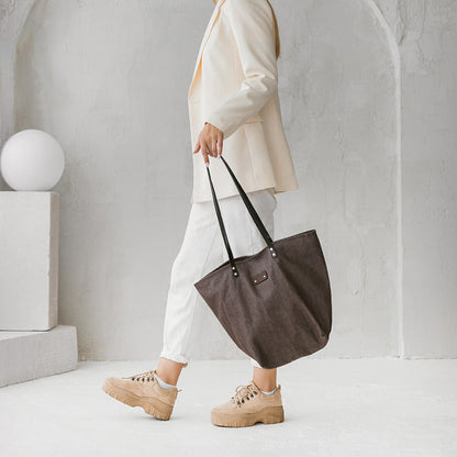 Brown Denim Tote Bag