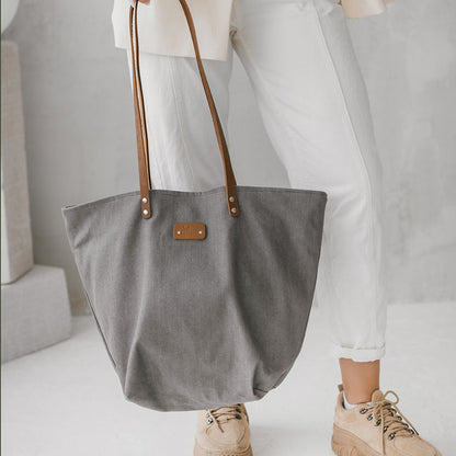 Grey Denim Tote Bag