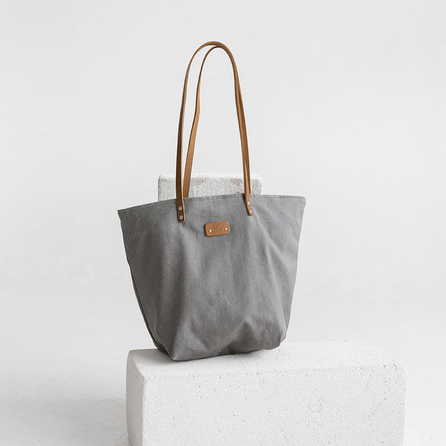 Grey Denim Tote Bag