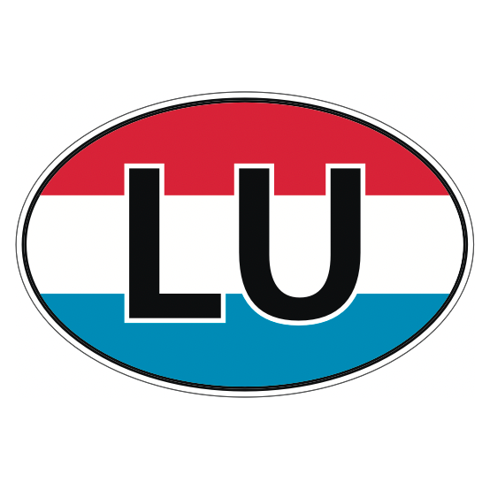 Luxembourg Euro Style Oval Vinyl Decal Sticker