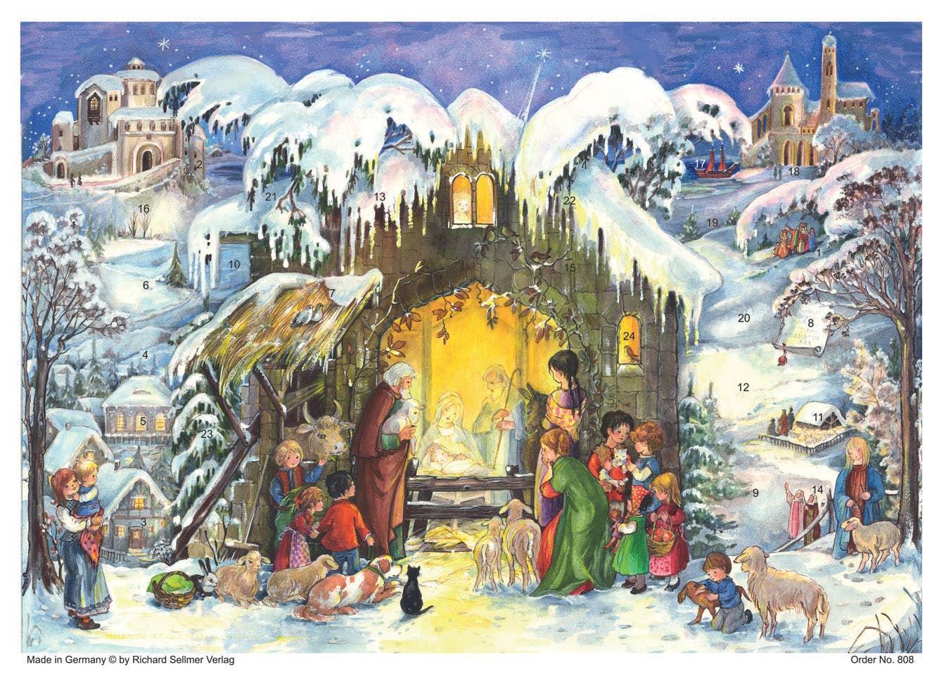 Birth of Christ Crib Manger Advent Calendar