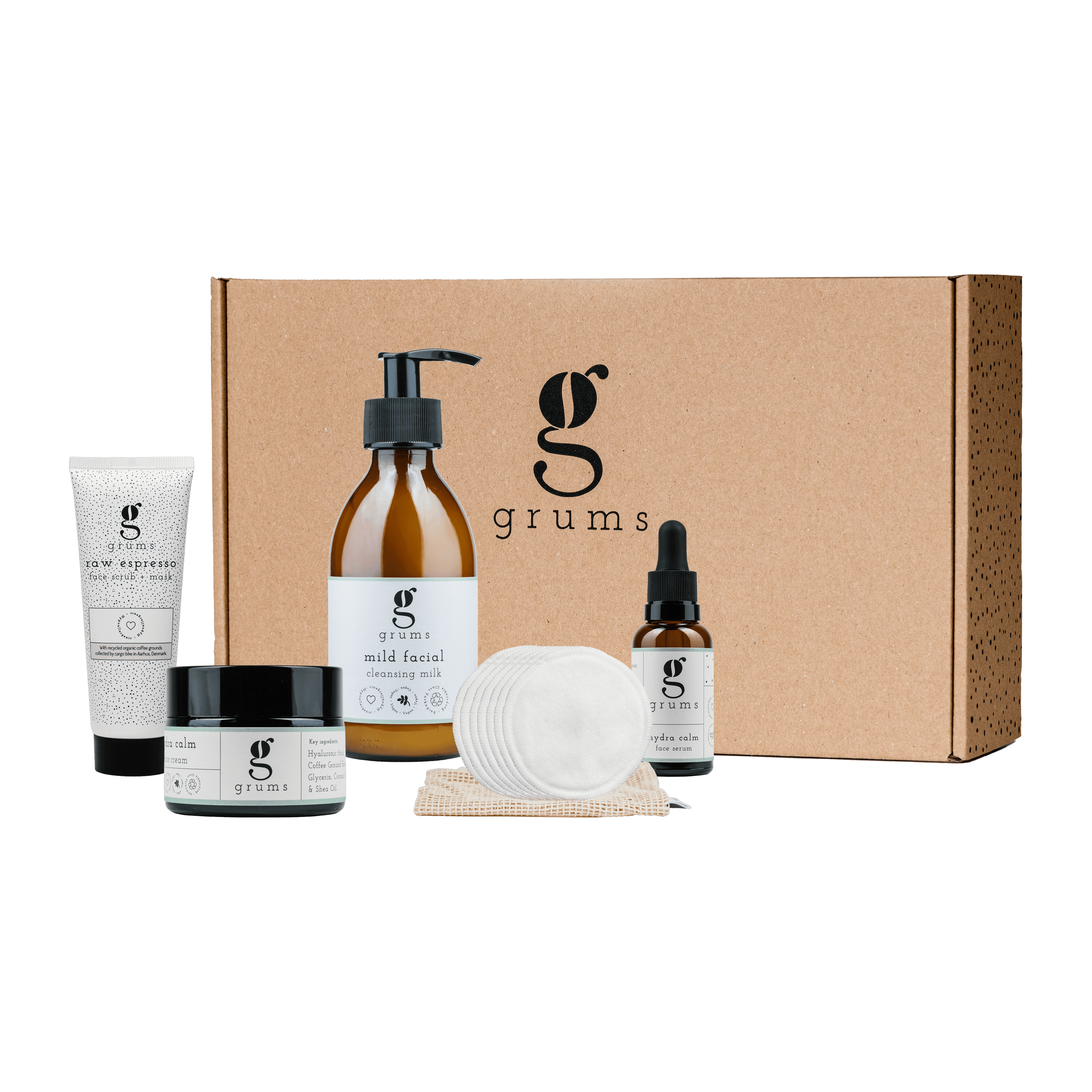 grums - The Complete Facial Kit (cleanse + scrub + cream + serum) - The European Gift Store