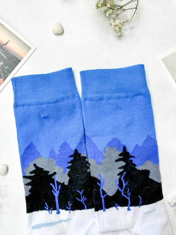 Blue-Black-White Forest - Estonian Socks