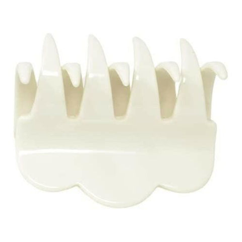 French Amie Crown Wave Small 2 1/2” Celluloid Handmade Non Slip Hair Claw Clip for Women, Made in France (Ivory White) - The European Gift Store