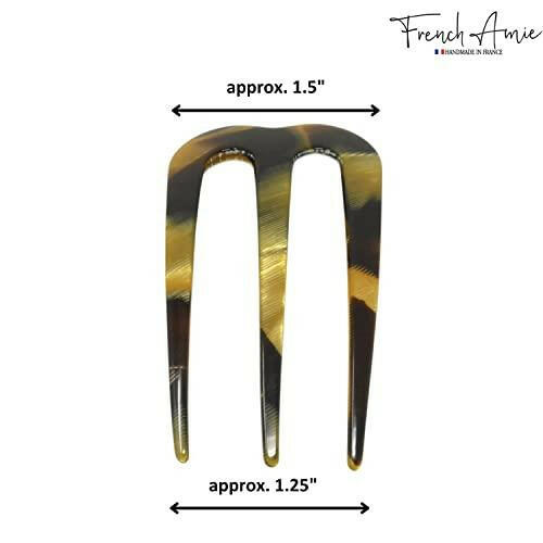 French Amie Tri Prongs 3" Medium Handmade Cellulose French Twist Stick Clip Pins 3-Prong Hair Fork for Girls Spiral Up-do Chignon Bun Holder Flexible Durable Styling Women Hair Accessories, Made in France(Caramel) - The European Gift Store