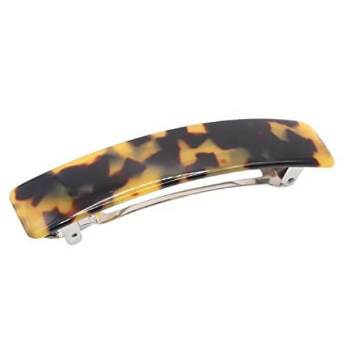 French Amie Oblong Handmade 3.5" Celluloid No Slip Hair Clip Barrette for Women, Made in France (Tokyo Shell) - The European Gift Store