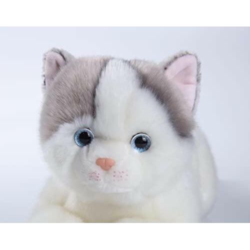 British Shorthair Blue Cat Stuffed Animal-Realistic & Lifelike Handmade Lying Cat Plush Toy - The European Gift Store