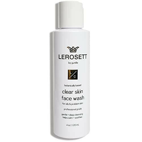 LEROSETT Clear Skin Face Wash: Vegan. Gentle Exfoliating Cleanser, Targets Pores, Blemishes & Oily Skin, Aloe-Based, 12 Botanicals, Glycolic Acid, Softens. Natural. Non-Drying 100+ Uses 4 oz. - The European Gift Store