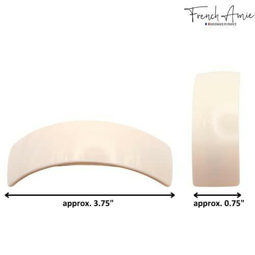 French Amie Bold Curve Large Ivory Cream Handmade Strong Grip Celluloid Automatic Hair Clip Barrette (Ivory Cream with Silver Clasp) - The European Gift Store