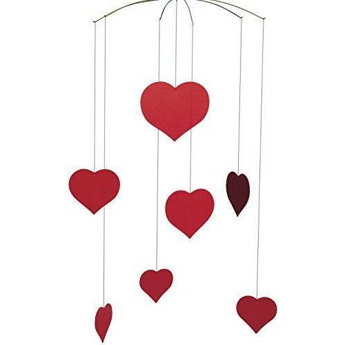 Happy Hearts (Valentine) Hanging Mobile - 16 Inches Plastic - Handmade in Denmark by Flensted - The European Gift Store