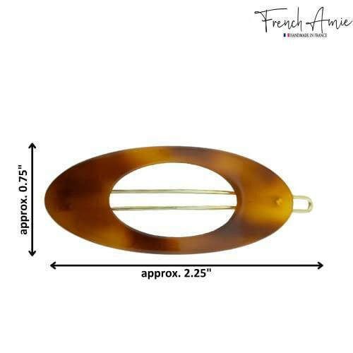 French Amie Oval Small 2 1/4” Celluloid Acetate Side Slide In Strong Hold Hair Clip Barrettes with Tige Boule Clasp for Girls and Women, Made in France - The European Gift Store