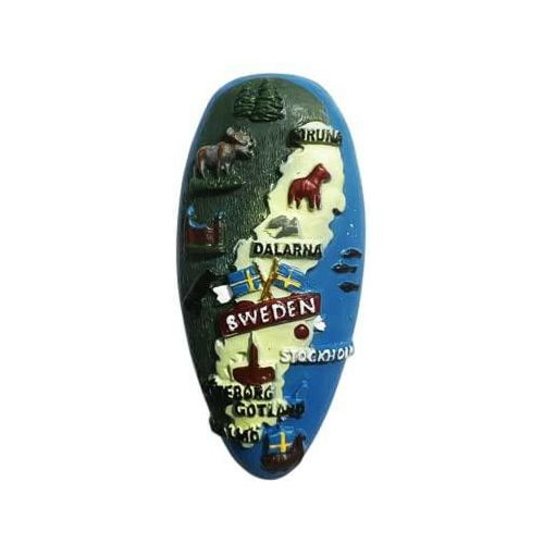 Map Style Sweden Refrigerator Magnet Travel Souvenir Fridge Decoration 3D Magnetic Sticker Hand Painted Craft Collection - The European Gift Store