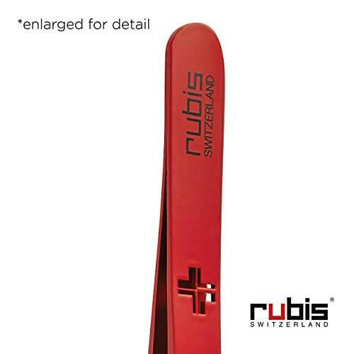 Rubis Classic Swiss Cross Stainless Steel Slanted Tweezers for Precise Eyebrows and Hair Removal, The Swiss Silhouette Collection, 1K106C, Red - The European Gift Store