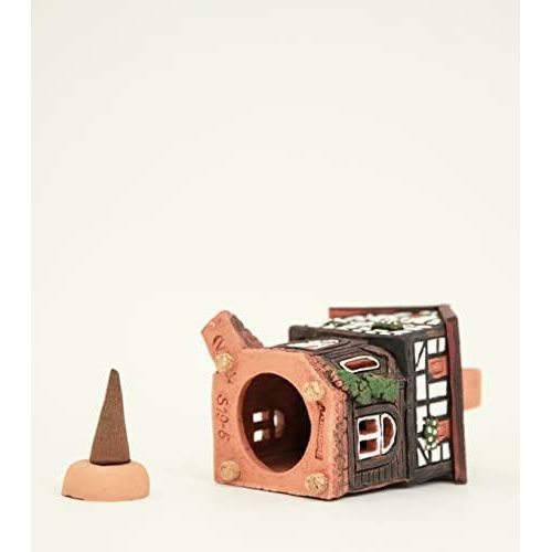 Midene Ceramic Christmas Village Houses Collection - Handmade Collectible Miniature of Historic House in Lauterbach Germany - Cone Incense Holder Room Decor - Ceramic Incense Burner S19-6