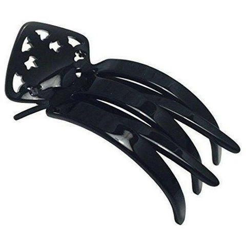 French Amie Handmade 3" Black Cellulose Acetate Side Slide Hair Clip Non Slip Durable Styling Women Hair Accessories Hair Claw for Girls, Made in France