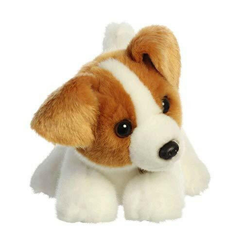 Aurora® Adorable Miyoni® Jack Russell Pup Stuffed Animal - Lifelike Detail - Cherished Companionship - White 9 Inches - The European Gift Store
