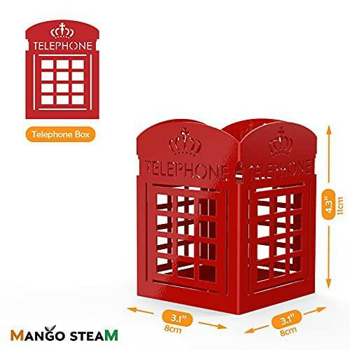 Mango Steam Metal Pen Holder, Stand for Desk - Pencil Cup Organizer for Office, Classroom, Home (British Telephone Booth) - The European Gift Store