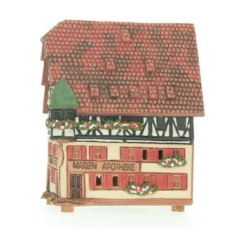 Midene Ceramic Christmas Village Houses Collection - Collectible Handmade Miniature of The Original Marienapotheke in Rothenburg Germany - Cone Incense Holder R278