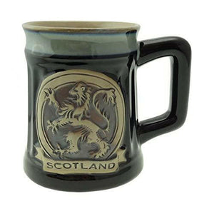 Glen Appin Stoneware Mug Scotland Pottery Mug for Coffe or Beer 16.9 oz(500 ml) (Lion Rampant - Black) - The European Gift Store