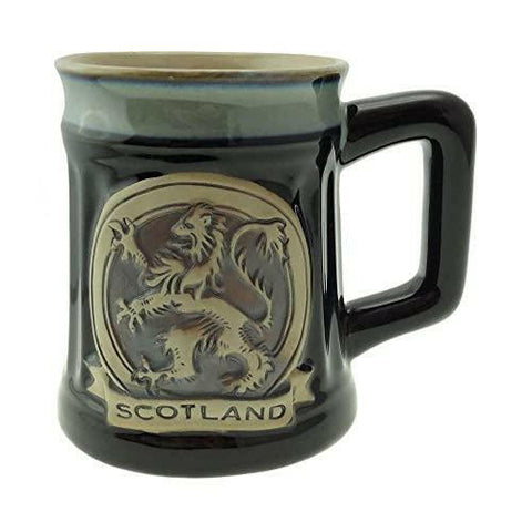 Glen Appin Stoneware Mug Scotland Pottery Mug for Coffe or Beer 16.9 oz(500 ml) (Lion Rampant - Black)