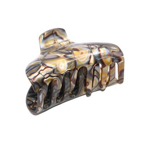 French Amie Tubular Wide Onyx Silver Grey Handmade Celluloid Jaw Hair Claw Clip Clamp Clutcher - The European Gift Store