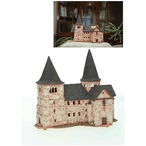 Midene Ceramic Christmas Village Houses Collection - Collectible Handmade Miniature of Light House St Michael Church in Fulda, Germany - Tea Light Candle Holder B297N*