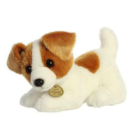 Aurora® Adorable Miyoni® Jack Russell Pup Stuffed Animal - Lifelike Detail - Cherished Companionship - White 9 Inches