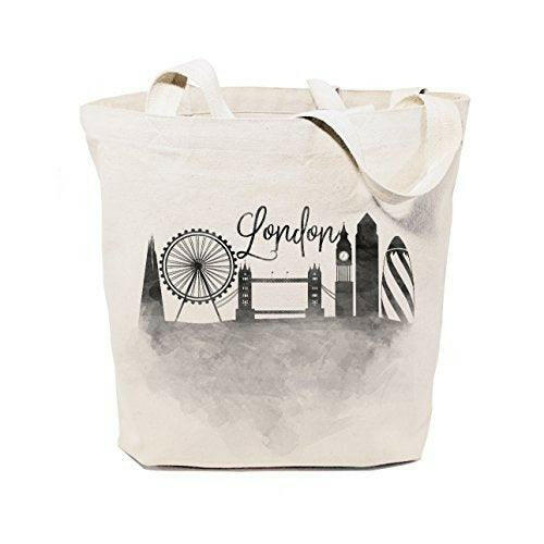 London Cityscape, Souvenir, Beach, Shopping and Travel Reusable Shoulder Tote and Handbag