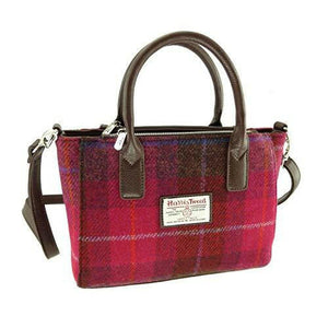 Women's Harris Tweed Small Tote Bag Brora (Deep Pink Tartan) - The European Gift Store