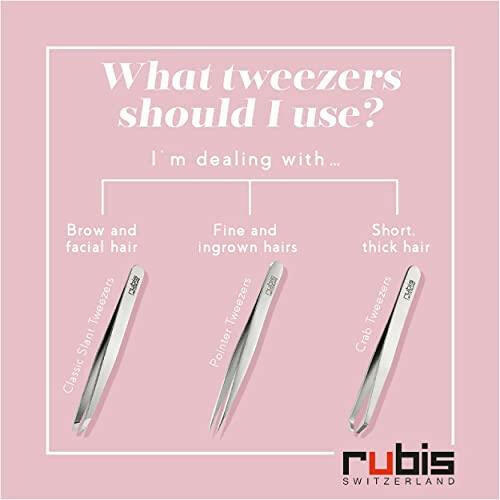 Rubis Pro Grip Classic Stainless Steel Slanted Tweezers For Precise Eyebrows and Hair Removal - Blackhead Remover Pointed Precision Tweezer with Sharp Precise Point for Men and Women 1K102PG - The European Gift Store