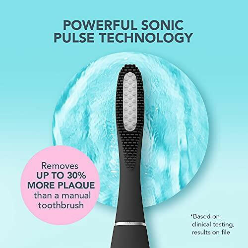 FOREO Issa Black, Rechargeable Electric Ultra-Hygienic Sonic Toothbrush with Silicone & PBT Polymer Bristles - The European Gift Store