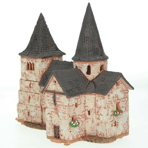 Midene Ceramic Christmas Village Houses Collection - Collectible Handmade Miniature of Light House St Michael Church in Fulda, Germany - Tea Light Candle Holder B297N* | The European Gift Store.