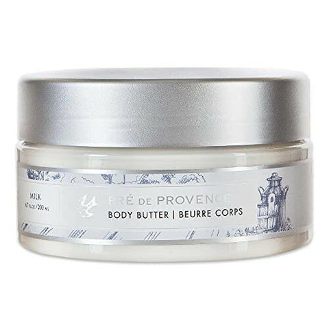 Pre de Provence Collection Shea Butter Enriched Body Butter Soothing & Hydrating Emollient Cream Body Moisturizer for Women, 6.7 Fl Oz, Milk